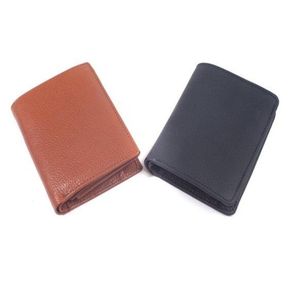 Men’s Globe Trotter Top Grain Buffalo Leather Trifold 3 ID Wallet - Picture 1 of 4
